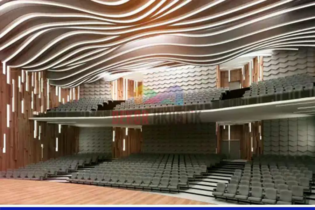 tiyatro salonunda bulunan koltuklara eşit derecede ses gitmesini sağlayan akustik yalıtım işlemidir
